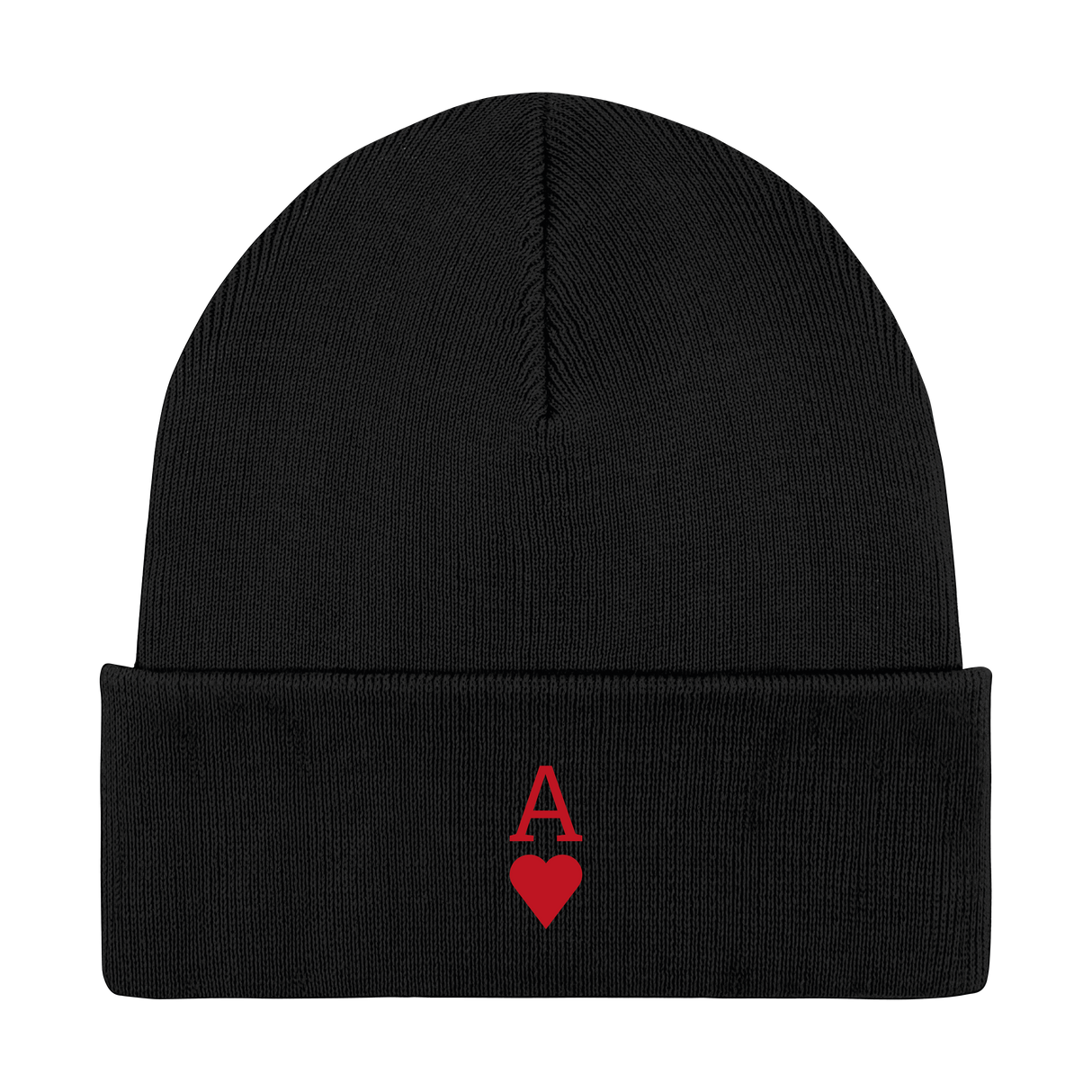 Embroidered "Ace of Hearts" Beanie – Playful Card-Inspired Winter Hat