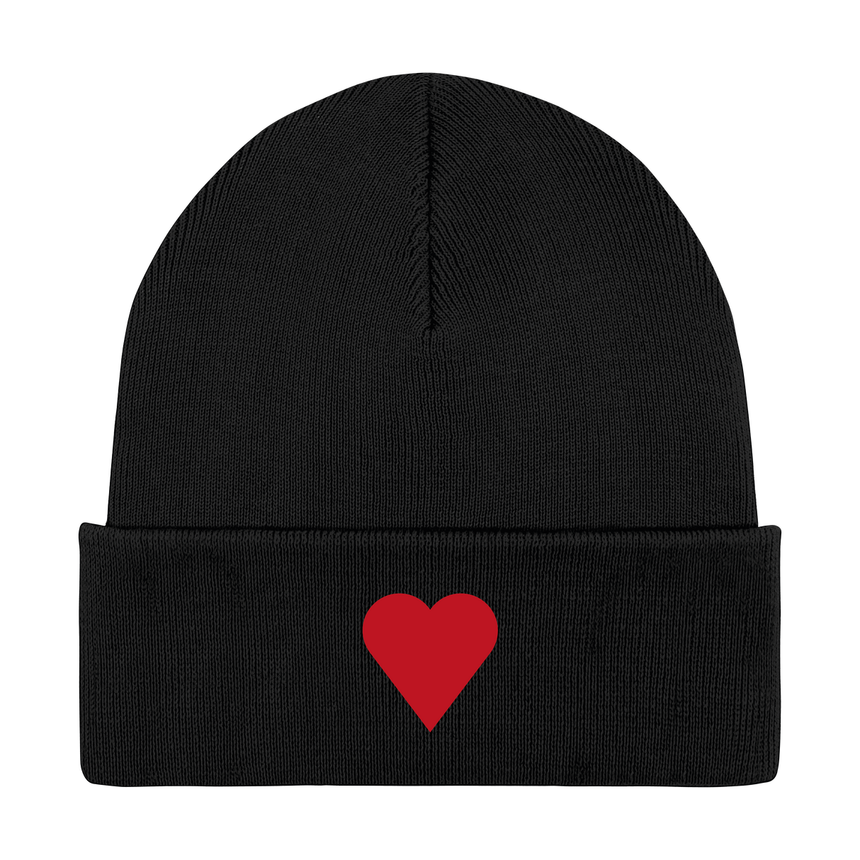 Embroidered Red Heart Beanie – Simple and Bold Winter Hat for Everyday Style