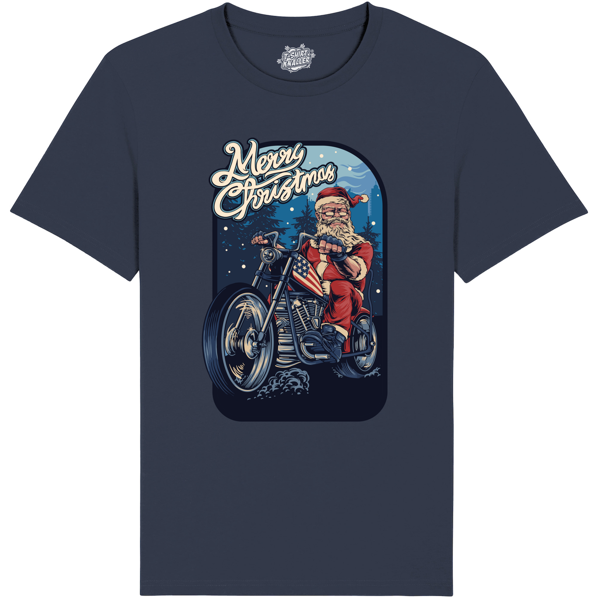 Merry Christmas Motor Kerstman  - Navy Blauw