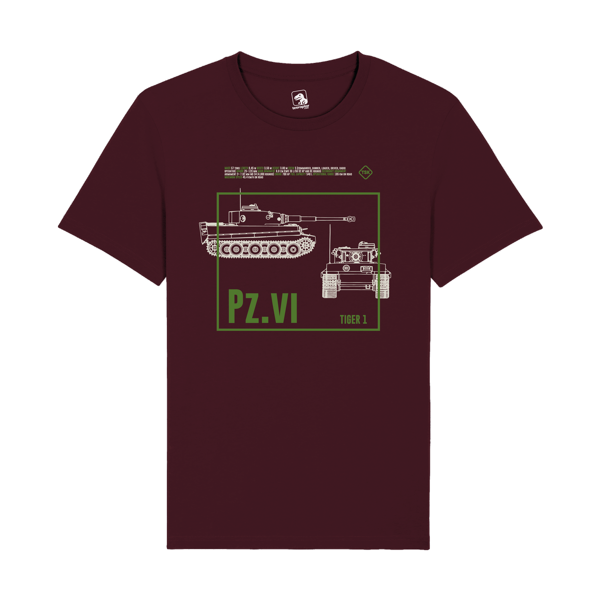 Tiger I Pz. VI Tank T-Shirt | WWII Military Armor Graphic Tee