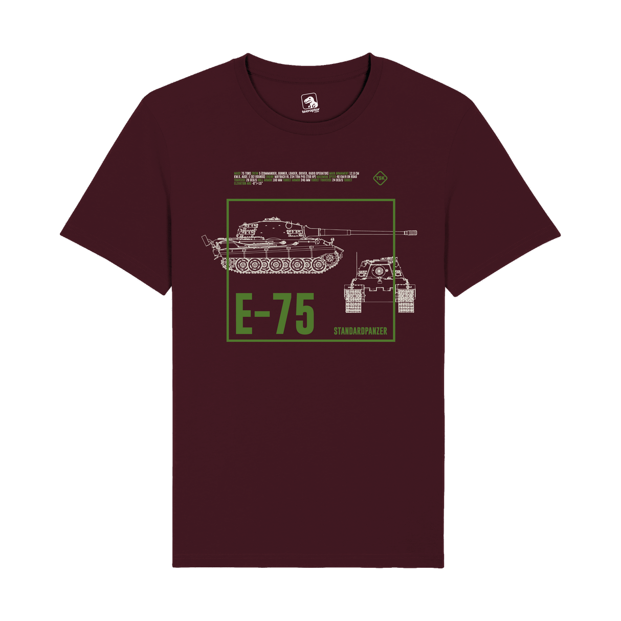 E-75 Standardpanzer Tank T-Shirt | WWII German Armor Graphic Tee