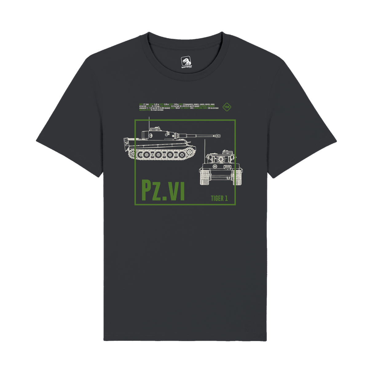 Tiger I Pz. VI Tank T-Shirt | WWII Military Armor Graphic Tee