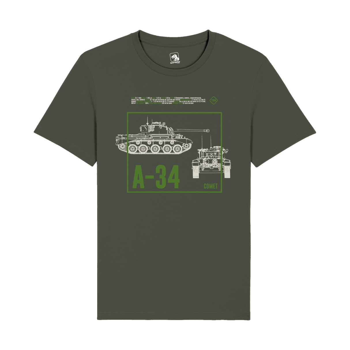 A-34 Comet Tank T-Shirt | WWII British Armor Graphic Tee