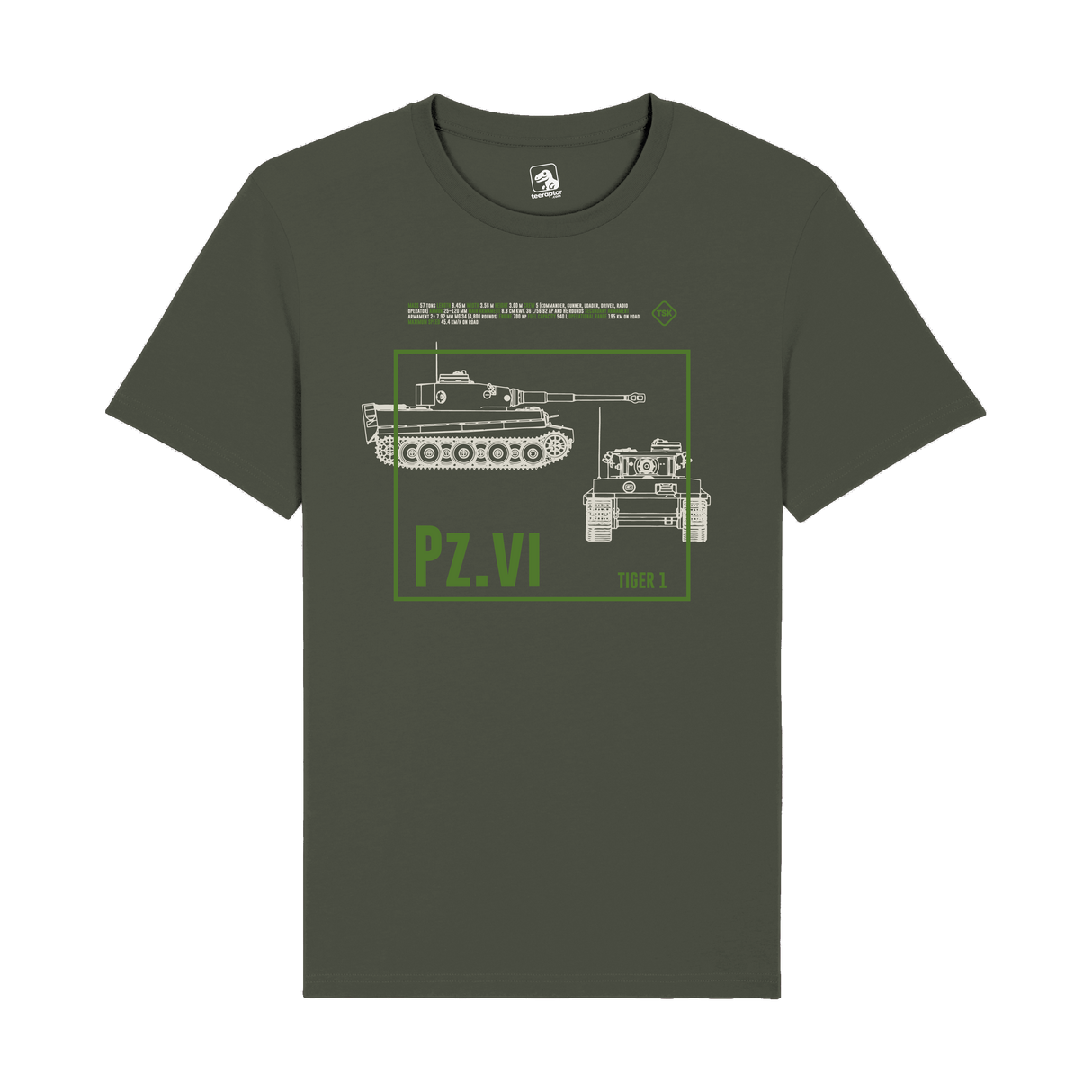 Tiger I Pz. VI Tank T-Shirt | WWII Military Armor Graphic Tee