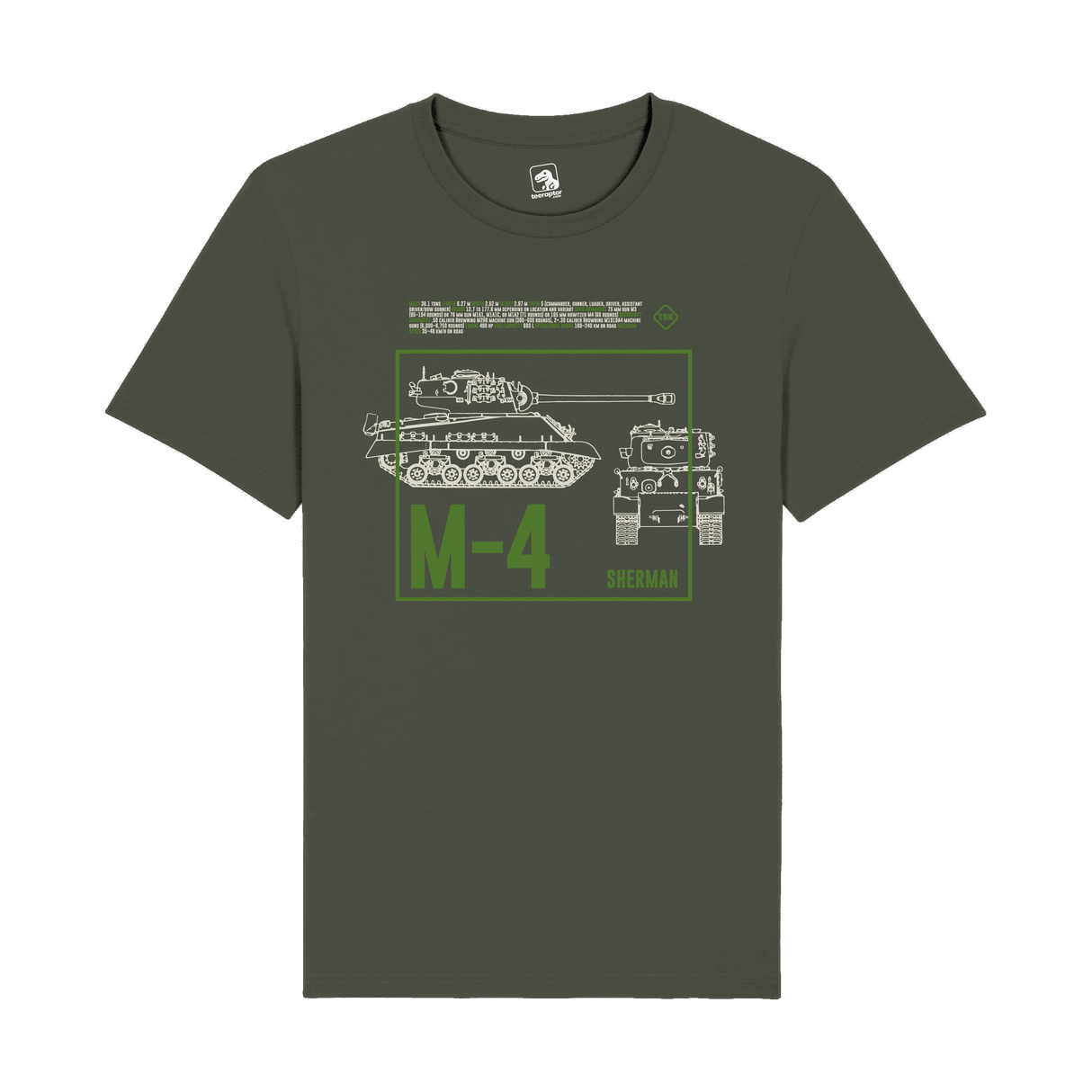 M-4 Sherman Tank T-Shirt | WWII Military Armor Graphic Tee