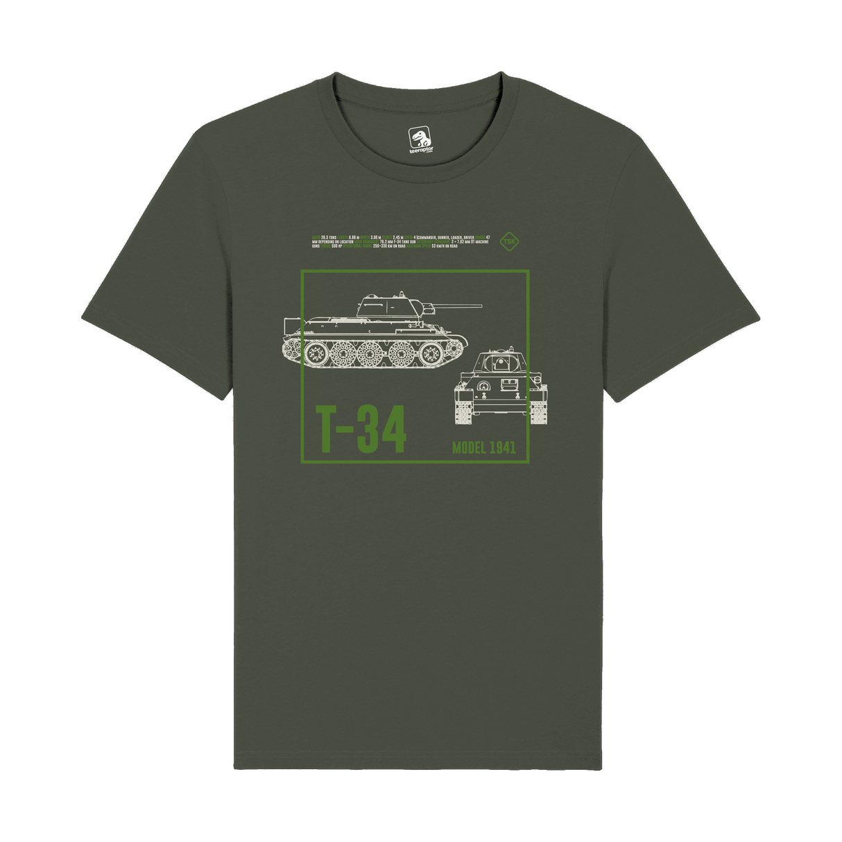 T-34 Model 1941 Tank T-Shirt | WWII Soviet Armor Graphic Tee