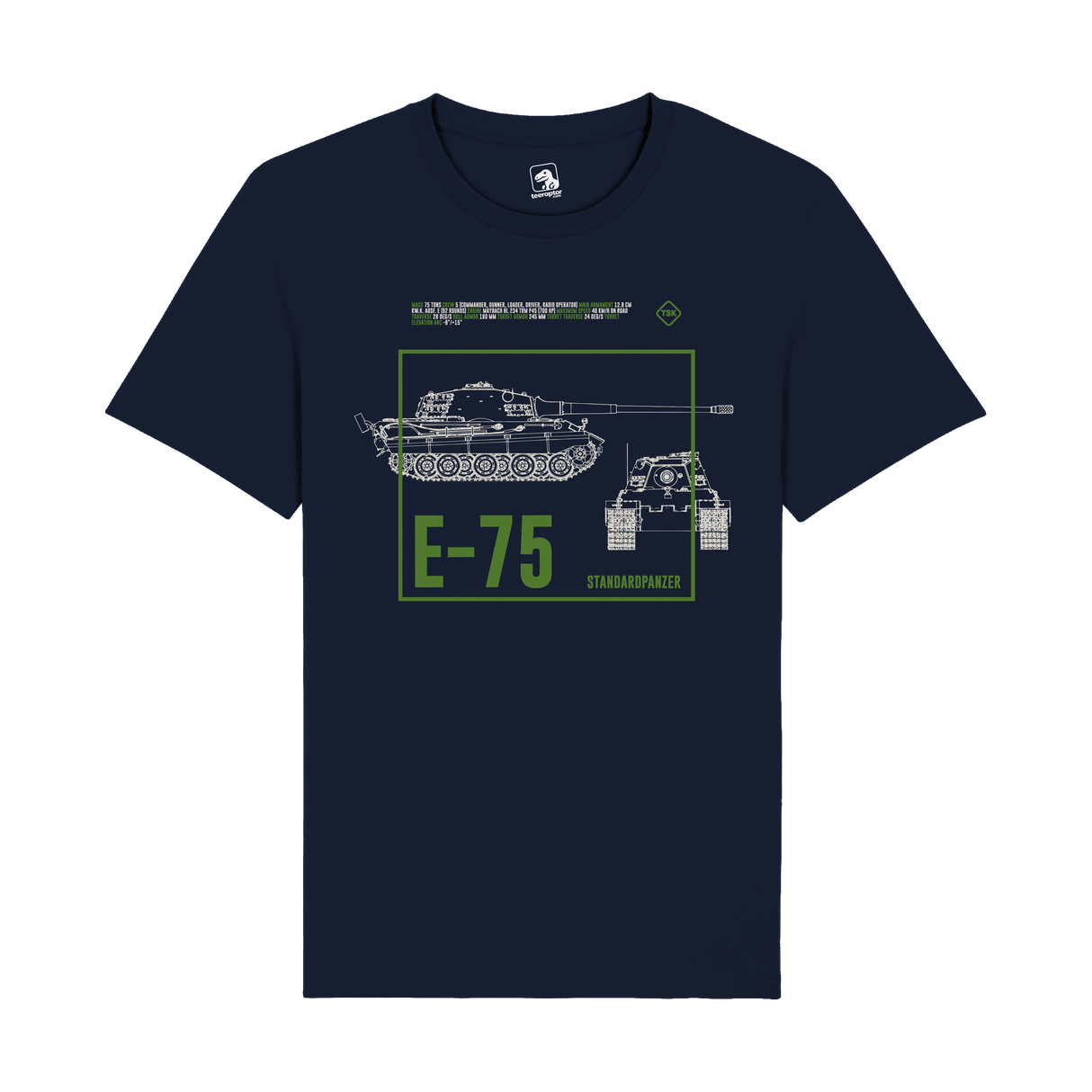 E-75 Standardpanzer Tank T-Shirt | WWII German Armor Graphic Tee