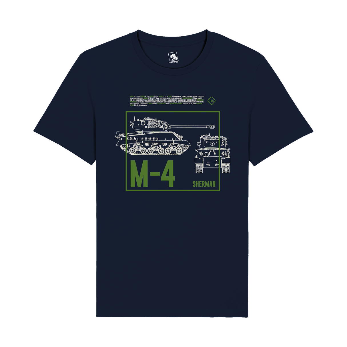 M-4 Sherman Tank T-Shirt | WWII Military Armor Graphic Tee