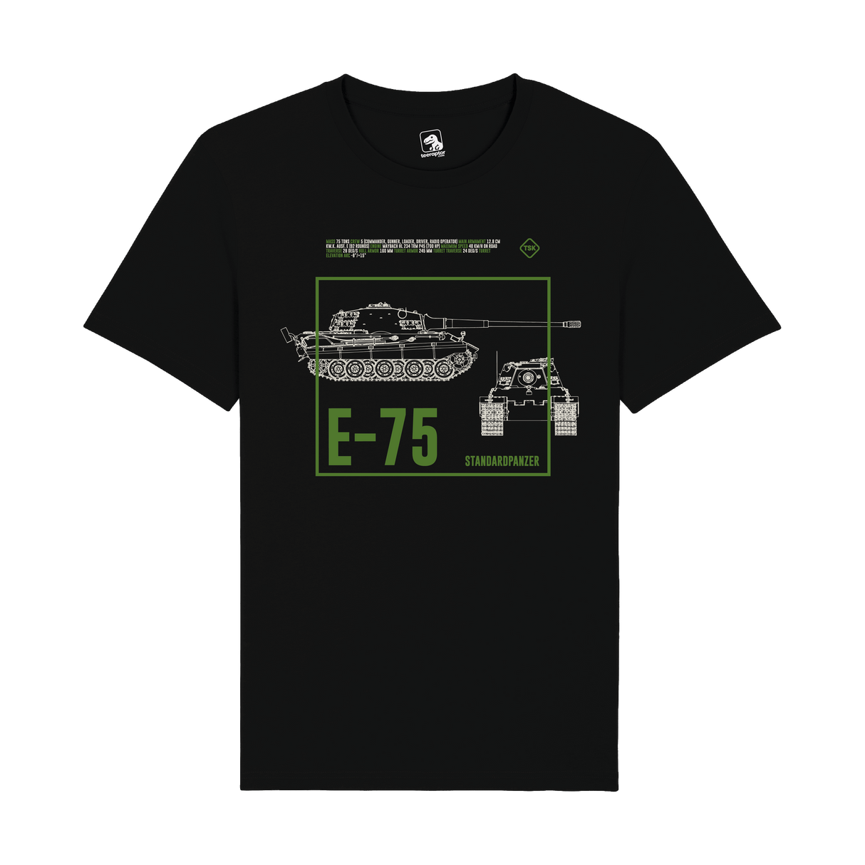 E-75 Standardpanzer Tank T-Shirt | WWII German Armor Graphic Tee