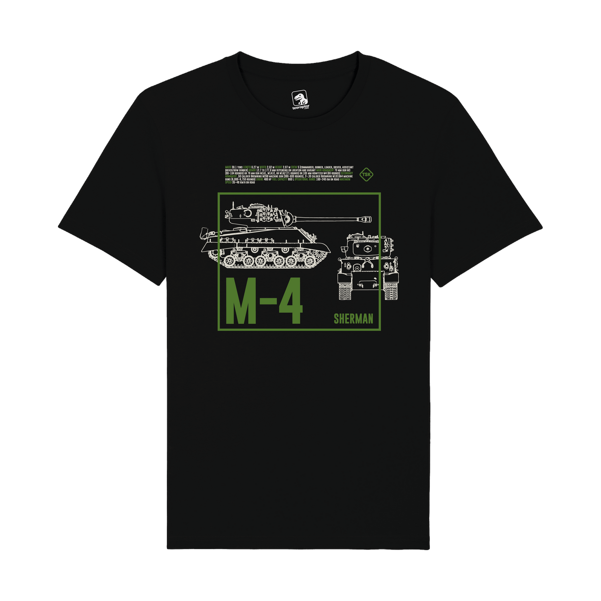 M-4 Sherman Tank T-Shirt | WWII Military Armor Graphic Tee