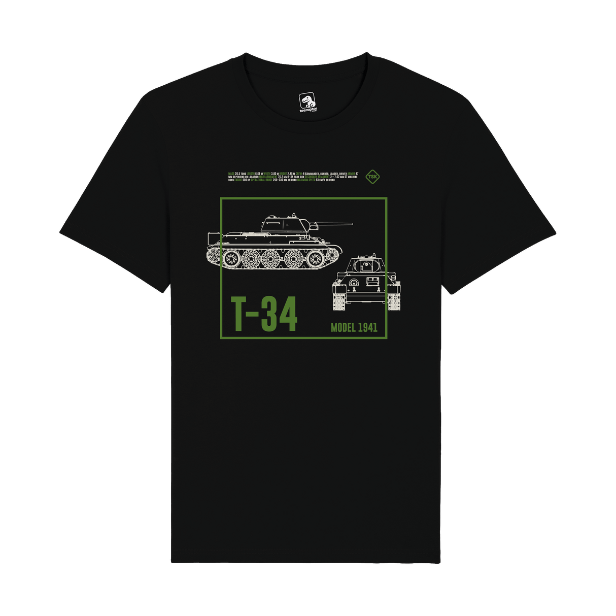 T-34 Model 1941 Tank T-Shirt | WWII Soviet Armor Graphic Tee